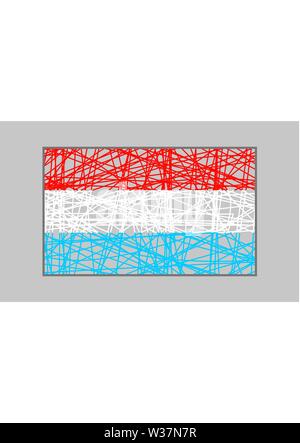 Lussemburgo bandiera design concept. Bandiera dipinta da tratti a matita e il nome del paese. Immagine relativa a viaggiare e a temi di politica Illustrazione Vettoriale
