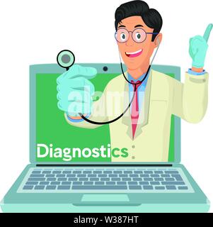 Medico con medici on line il concetto di consultazione, servizi sanitari Illustrazione Vettoriale