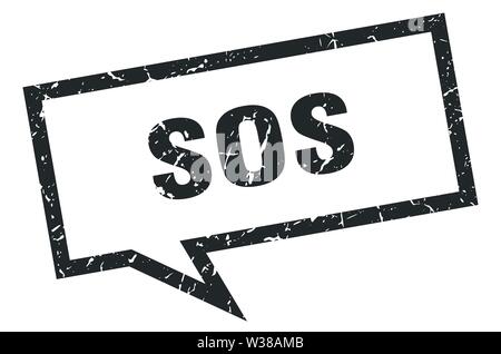 Sos segno. sos square discorso bolla. sos Illustrazione Vettoriale