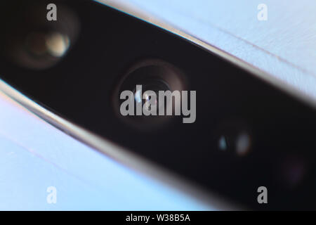 I più lenti della fotocamera sul retro di un Samsung Galaxy S10 5G telefono abilitato, a Londra. Foto Stock