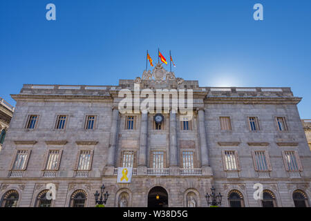 Municipio di Barcellona., in Placa de Sant Jaume. Barcellona, Spagna. Foto Stock