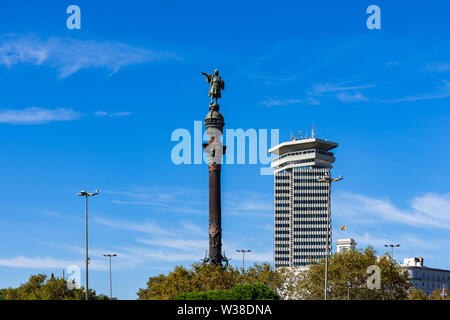 Mirador de Colom a Barcellona. Barcellona, Spagna. Foto Stock