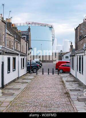 Cottage a Footdee, porto di Aberdeen, Scozia, Regno Unito Foto Stock