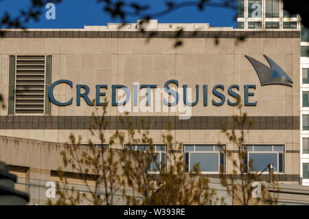 Uffici Credit Suisse a Canary Wharf, Londra Inghilterra Regno Unito Foto Stock