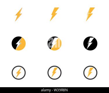 L'icona di un fulmine logo e modello di simboli Foto Stock