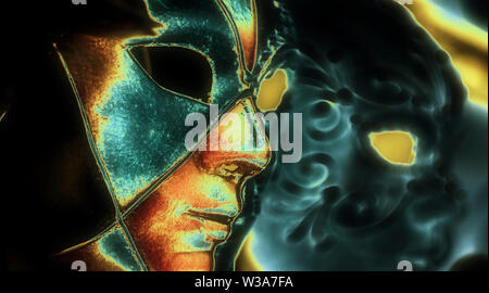 La colorata e inquieto maschere in specchio Foto Stock