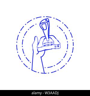 La mano del giocatore utilizzando video gioco joystick di comando illustrazione vettoriale design Illustrazione Vettoriale