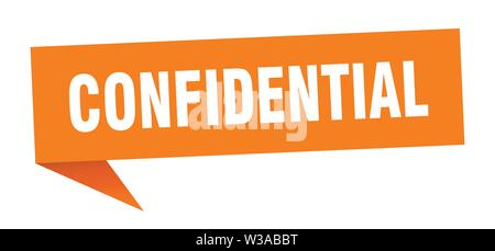 Confidenziale discorso bolla. segno riservate. banner riservate Illustrazione Vettoriale