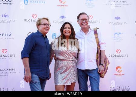 Malaga, Spagna. 14 Luglio, 2019. Global dono fashion show con Eva Longoria, Gary Dourdan di CSI, Lana Carrillo, Victorio e Luquino e Maria Bravo a Marbella, 14 luglio 2019 Credit: CORDON PREMERE/Alamy Live News Foto Stock