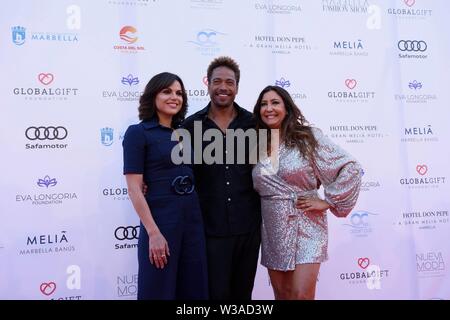 Malaga, Spagna. 14 Luglio, 2019. Global dono fashion show con Eva Longoria, Gary Dourdan di CSI, Lana Carrillo, Victorio e Luquino e Maria Bravo a Marbella, 14 luglio 2019 Credit: CORDON PREMERE/Alamy Live News Foto Stock