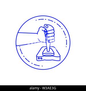 La mano del giocatore utilizzando video gioco joystick di comando illustrazione vettoriale design Illustrazione Vettoriale