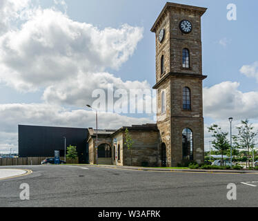 La Distilleria Clydeside, la vecchia pompa House, Queen's Dock, Stobcross Road, Glasgow, Scotland, Regno Unito Foto Stock