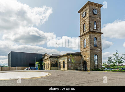 La Distilleria Clydeside, la vecchia pompa House, Queen's Dock, Stobcross Road, Glasgow, Scotland, Regno Unito Foto Stock