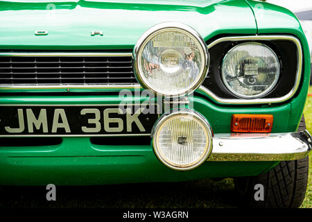 1972 Ford Escort Mk1 classic car al Oakamoor Hill Climb, 13 luglio 2019, Oakamoor, Staffordshire, Regno Unito Foto Stock