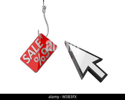 Sales clickbait tema bianco con cursore semplice. adatto per internet, computer e tecnologia temi. 3d illustrazione Foto Stock