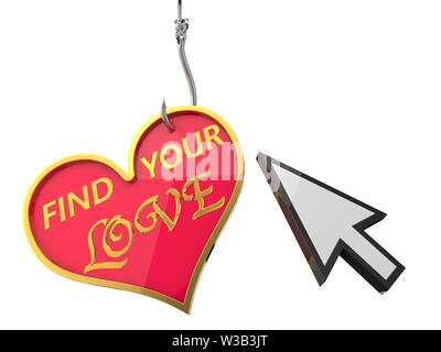 Dating clickbait tema bianco con cursore semplice. adatto per internet, computer e tecnologia temi. 3d illustrazione Foto Stock