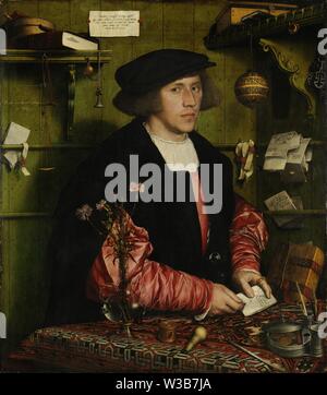 Ritratto del mercante Georg Giese (1532) dipinto di Hans Holbein il Giovane - molto ad alta risoluzione e qualità dell'immagine Foto Stock