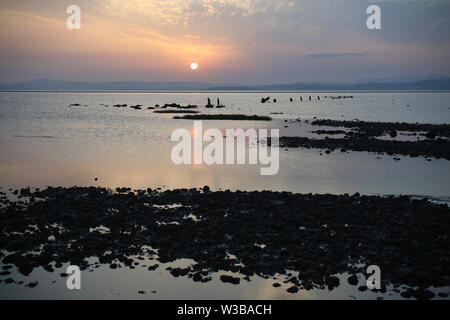 Morecambe Bay cielo tramonto Foto Stock