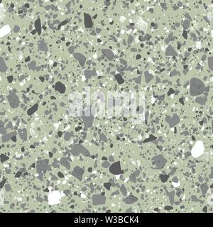 Vettore di astratta Terrazzo Seamless Pattern sul pallido sfondo verde Illustrazione Vettoriale