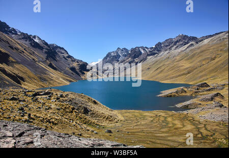 Laguna Quta Thiya lungo la cordigliera Real traversa, Bolivia Foto Stock