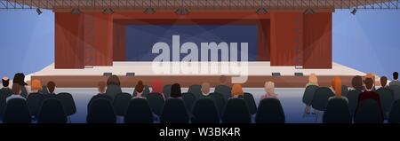 Gli imprenditori incontro di presentazione aziendale moderna sala conferenze interna piana orizzontale Illustrazione Vettoriale