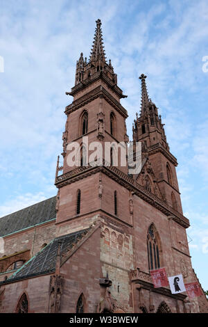 Una vista generale di Basilea Minster, Svizzera Foto Stock