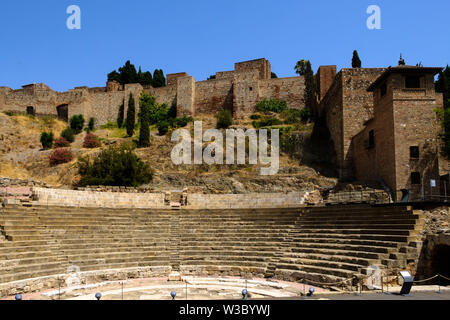 Alcazaba e Teatro Romano di Malaga, in Andalusia, Spin, Europa Foto Stock