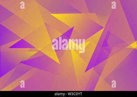 Geometrica astratta rosa, viola e il triangolo giallo overlay sfondo vettoriale Illustrazione Vettoriale