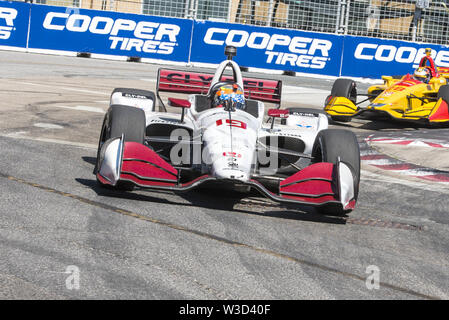 Toronto, Ontario, Canada. 14 Luglio, 2019. VERIZON Indycar Series driver SANTINO FERRUCCI (19) in gara il Verizon Indycar Series Honda Indy Toronto gara tenutasi a Toronto in Canada Credit: Angelo Marchini/ZUMA filo/Alamy Live News Foto Stock