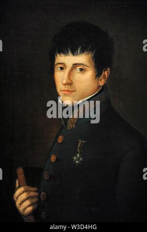 Rafael del Riego (1785-1823). Militar y político español. En Cabezas de San Juan proclamó la Constitución liberale de Cádiz inaugurándose así el llamado Trienio liberale. Retrato anónimo, 1814-1823. Óleo sobre lienzo. Museo del Romanticismo. Madrid. España. Foto Stock