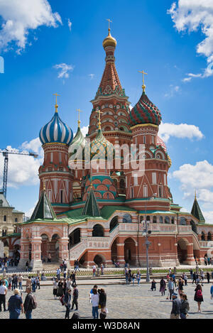 Mosca, Russia - Luglio 06, 2019: la Cattedrale di San Basilio con le cupole multicolori Foto Stock