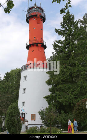 Faro di Rozewie (Polacco: Latarnia Morska Rozewie) tra Jastrzębia Góra e Władysławowo, Pomerania, Polonia Foto Stock