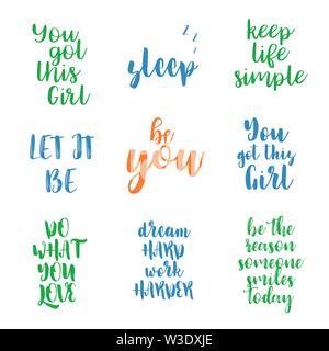 Set di motivatinal preventivi. Stampe di moda. Illustrazione Vettoriale