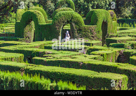 Giardino pubblico , Parc del Laberint Horta, labirinto, Barcellona, in Catalogna, Spagna. Foto Stock