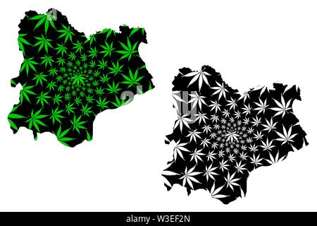 Kirklareli (Province della Repubblica di Turchia) mappa è progettato Cannabis leaf verde e nero, Kirklareli ili mappa fatta di marijuana (marihuana,THC) f Illustrazione Vettoriale