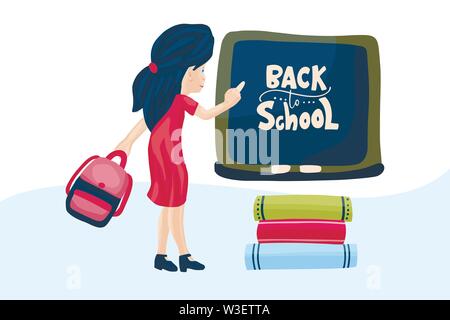 Si torna a scuola. Ragazza del vettore. Illustrazione Vettoriale