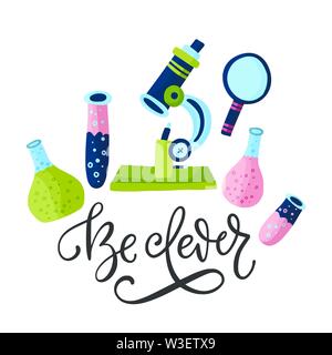 Scheda vettore e lettering preventivo. Essere intelligenti. Illustrazione Vettoriale