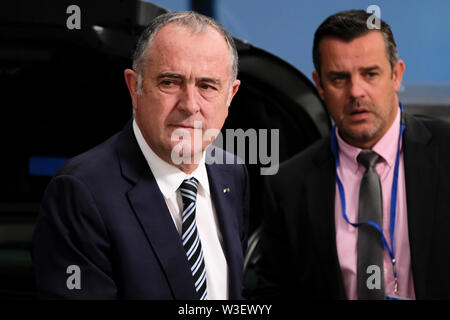 Bruxelles, Belgio, 15 luglio 2019. Didier Guillaume Ministro dell' agricoltura di Francia assiste in un Unione europea Consiglio Agricoltura e pesca riunione. Credito: ALEXANDROS MICHAILIDIS/Alamy Live News Foto Stock