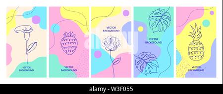 Set di sfondo per i social media storie, carte, flyer, poster, striscioni e altri promozione.concetto d'estate. Illustrazione Vettoriale