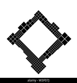 Bianco e nero diagonale badge quadrato di sfondo - astratta geometrica moderno vettore grafico con uno spazio vuoto al centro Illustrazione Vettoriale