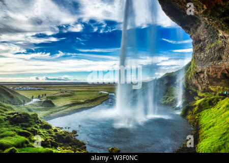 Cascata Seljalandsfoss in Islanda Foto Stock