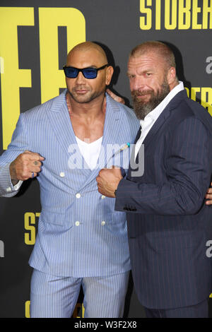 Dave Bautista e Paolo ' Triple H' Levesque al ventesimo secolo Fox in prima mondiale di "tuber'. Tenuto presso Il Regal Cinemas L.A. Vive a Los Angeles, CA, 10 luglio 2019. Foto: Richard Chavez / PictureLux Foto Stock