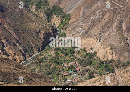 Sangalle oasi nel Canyon del Colca, Perù Foto Stock