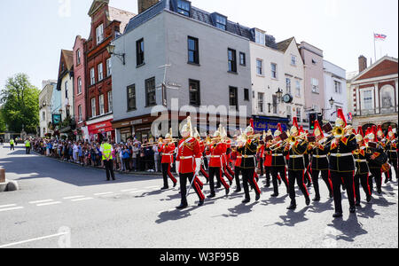 Regina della Guardia, Marching gettato, Windsor, Berkshire, Inghilterra, Regno Unito, GB. Foto Stock