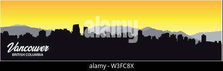 Vancouver British Columbia skyline silhouette lo sfondo con il panorama della città Illustrazione Vettoriale