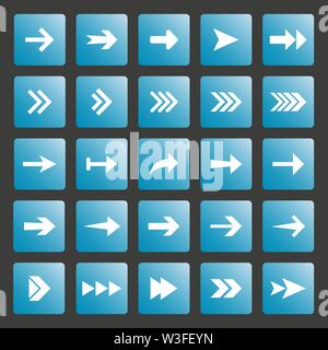 Icona a forma di freccia set. Illustrazione Vettoriale, design piatto. Illustrazione Vettoriale