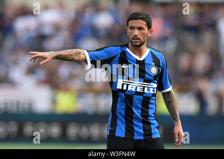 Stefano Sensi (Inter) durante l'Italiano amichevole 'Serie A' match tra Lugano 1-2 Inter a Cornaredo Stadium il 14 luglio , 2019 a Lugano, Svizzera. (Foto di Maurizio Borsari/AFLO) Foto Stock