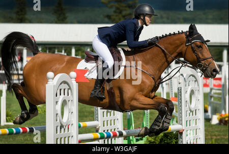 Cinquantesimo annuale di Lake Placid horse show (LPHS) a Lake Placid NY, STATI UNITI D'AMERICA. 700 cavalli hanno gareggiato nel 2019 Cacciatore e il ponticello concorrenza in Lake Placid. Foto Stock