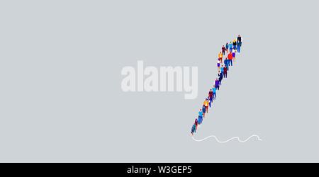 Gli imprenditori folla raccolta in forma di icona penna social media concetto comunitario di business il gruppo di persone in piedi insieme a piena lunghezza orizzontale Illustrazione Vettoriale