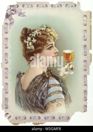 Chromolithograph stampa, poster pubblicitario per la birra, ca. 1898 Foto Stock